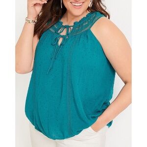 Maurices Plus Size Clip Dot Tie Neck Tank Top
